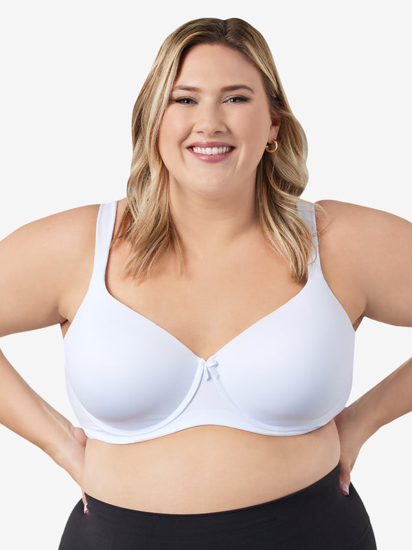 Front view of classic underwire t-shirt bra in white
