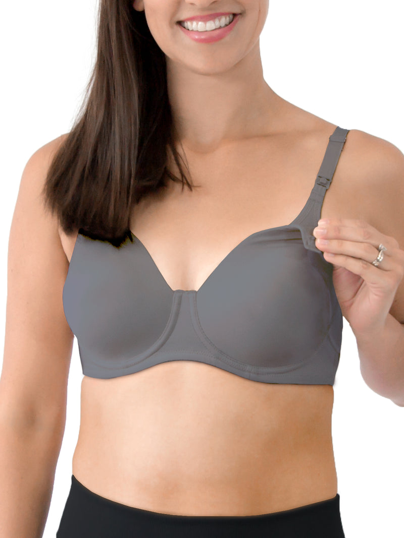 Loving Moments Full Coverage T-Shirt Nursing Bra 2-Pack - Black & Storm Gray 2PK,34B