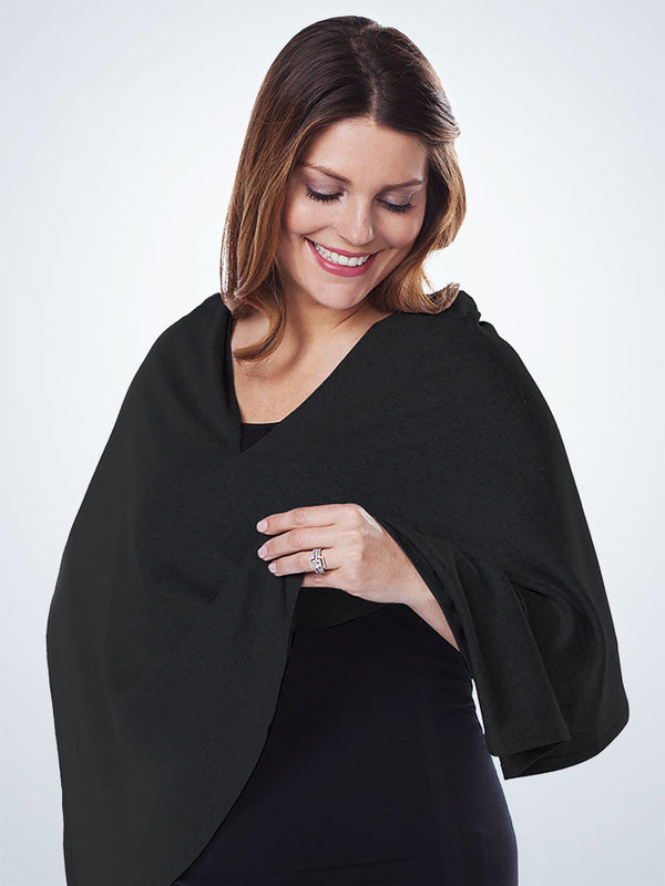Front view of nursing cover in caviar black