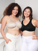 The Marlene - Silky Front-Closure Comfort Bra - Beige,36BCD