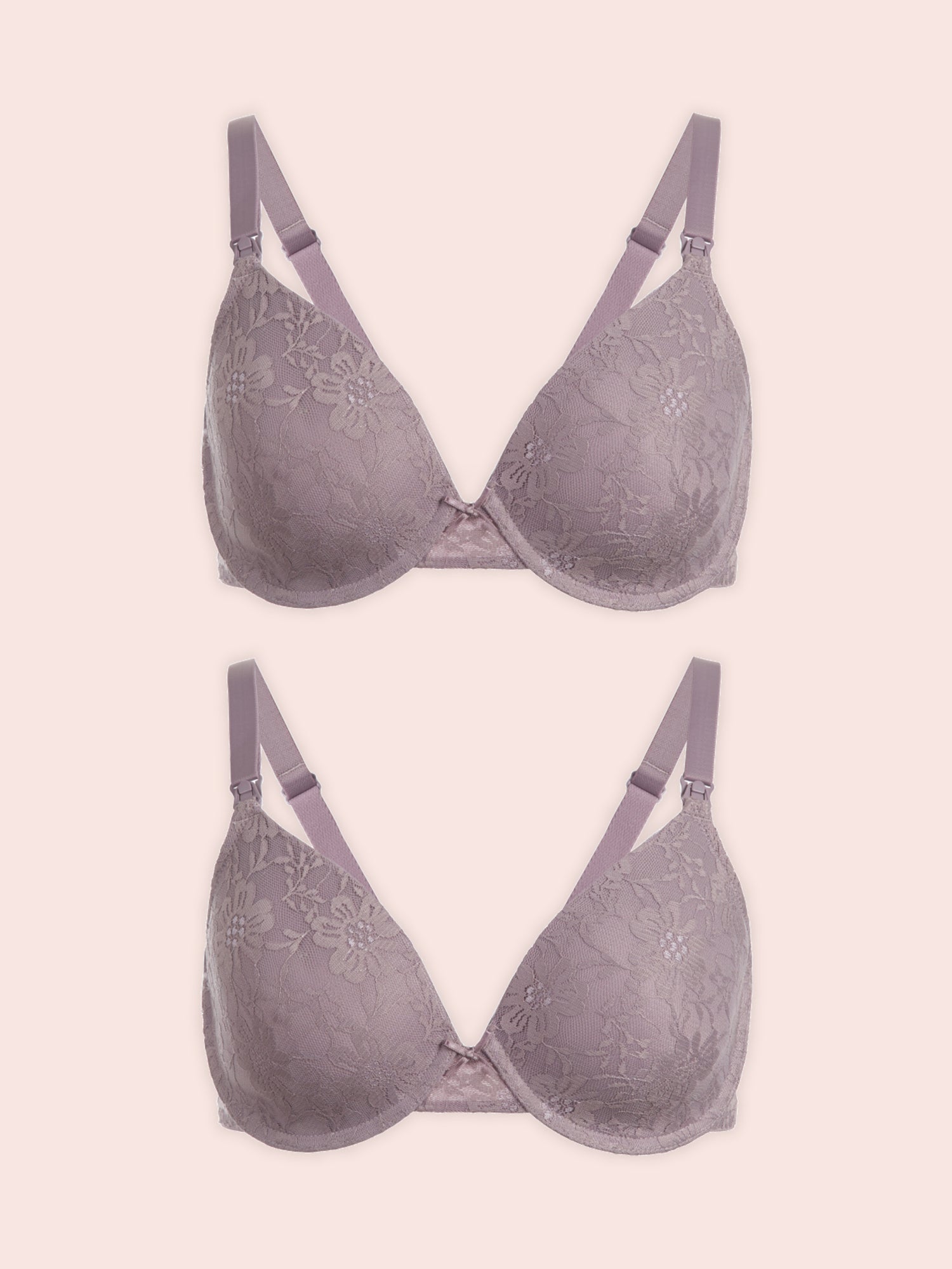 The Paulette - Underwire Allover Lace Nursing Bra 2-Pack - Baked Blush Tone Quail - 2PK,34C
