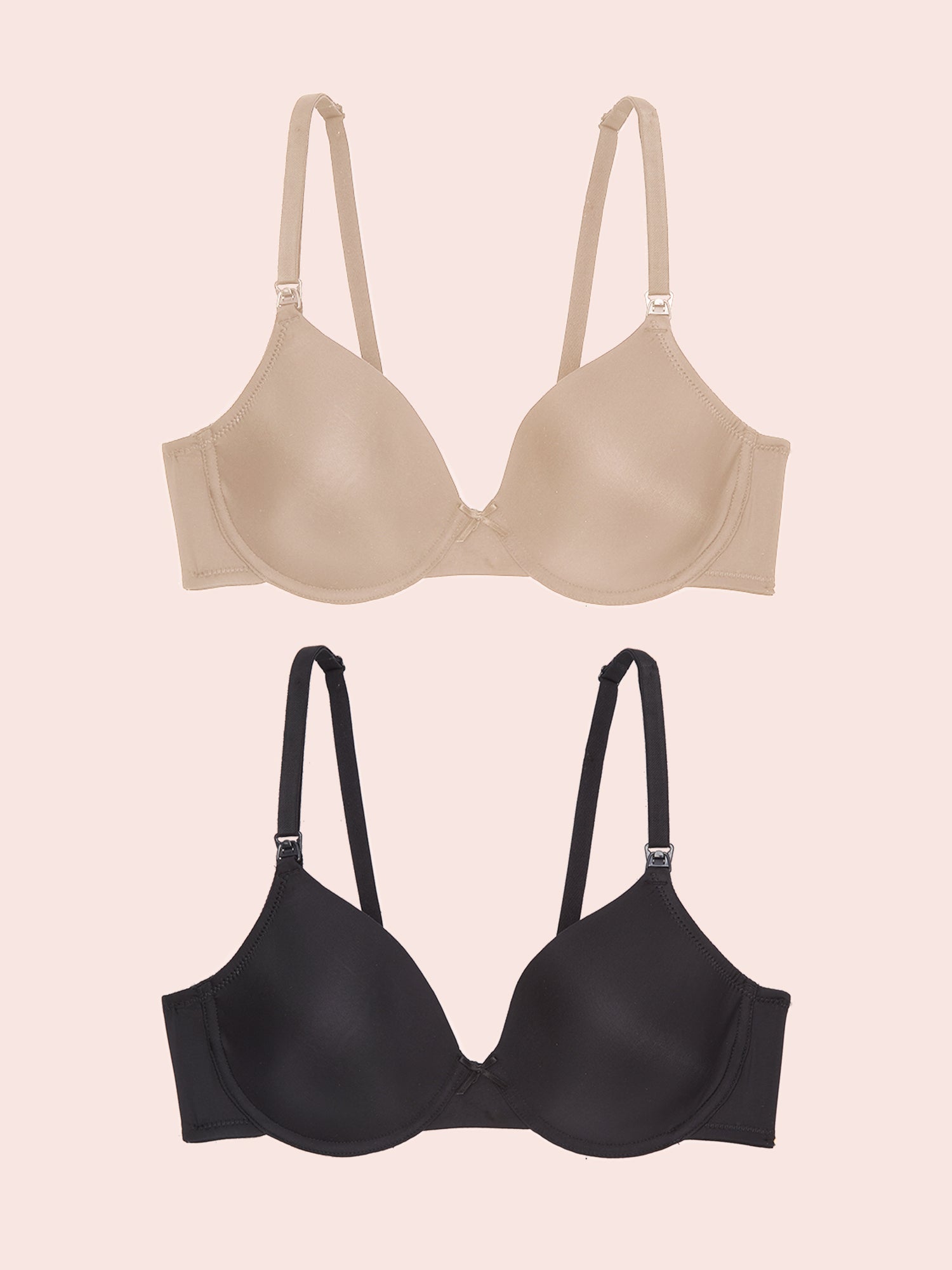 The Dorothy - Dreamy Comfort Underwire Maternity To Nursing Bra 2-Pack - Black & Warm Taupe 2PK,34B