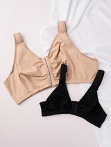 The Meryl - Cotton Front-Closure Comfort & Sleep Bra - Mocha Nude,34CDDD