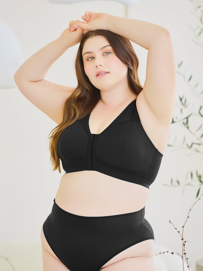 The Harper - Wireless Mesh Front-Closure Bra - Black,34CDDD