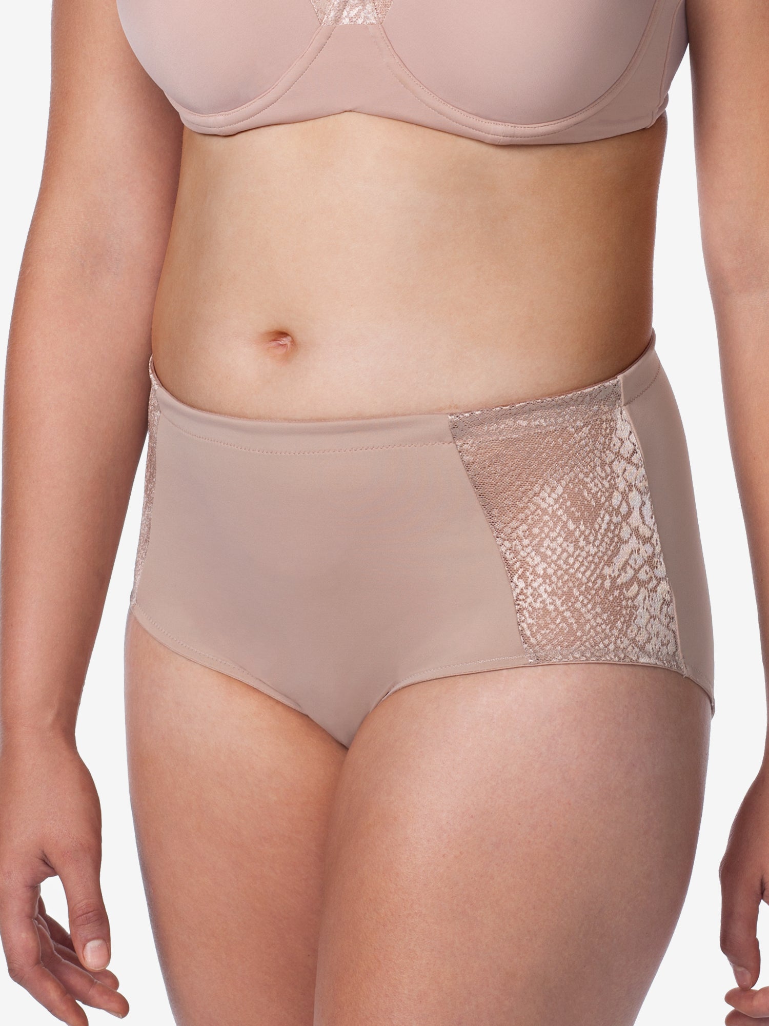 Front view of comfort fresh cooling panties in warm taupe