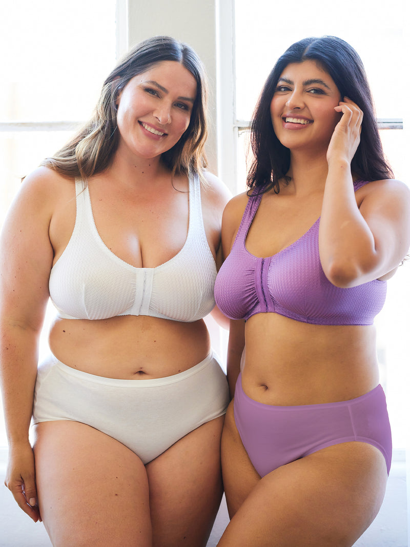 The Marlene - Silky Front-Closure Comfort Bra - White,36BCD