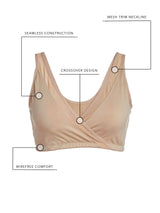 The Charlene - Seamless Comfort Crossover with Mesh - Salt Beige,L