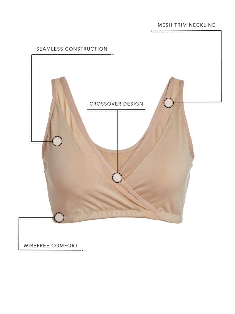 The Charlene - Seamless Comfort Crossover with Mesh - Salt Beige,L