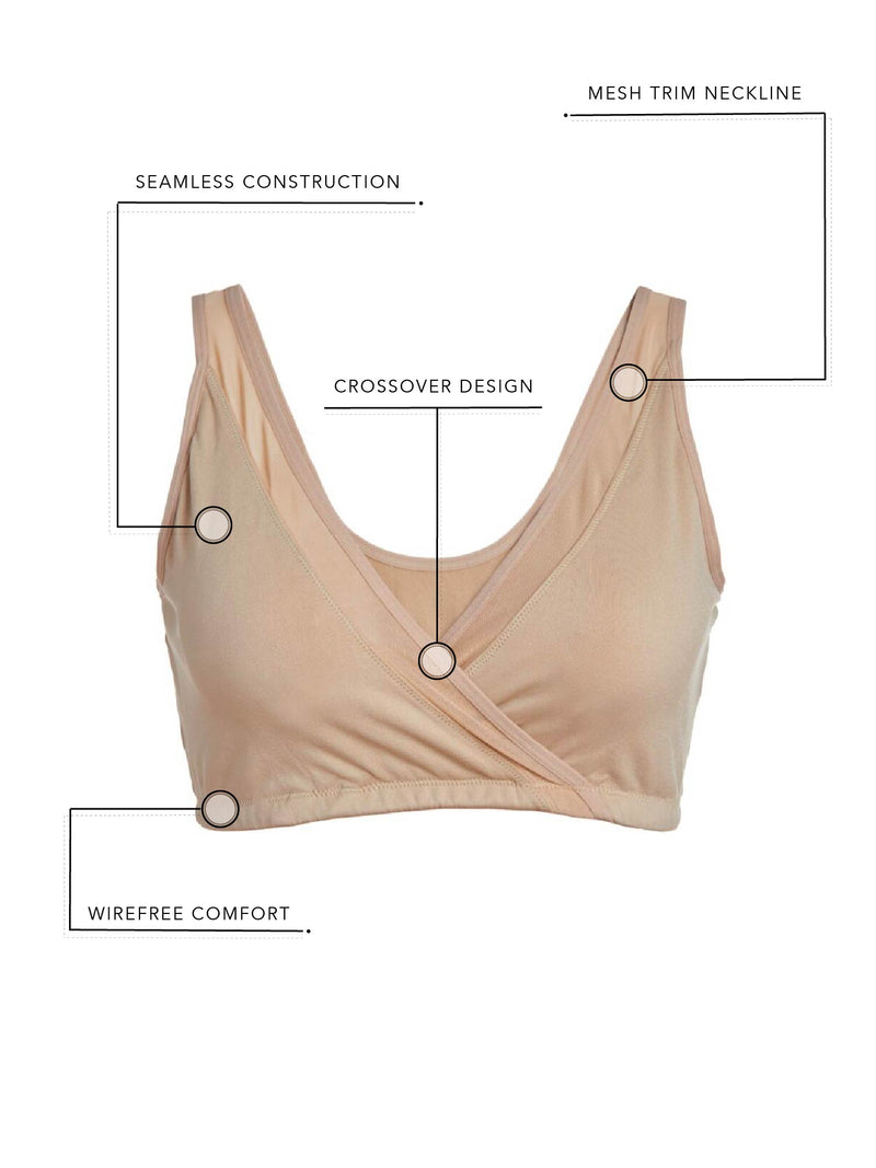 The Charlene - Seamless Comfort Crossover with Mesh - Salt Beige,M