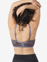 Side view of lace wirefree t-shirt bra in storm front grey