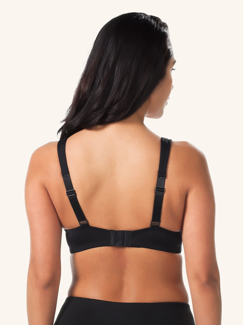 Front view of cool fit underwire nursing bra in black