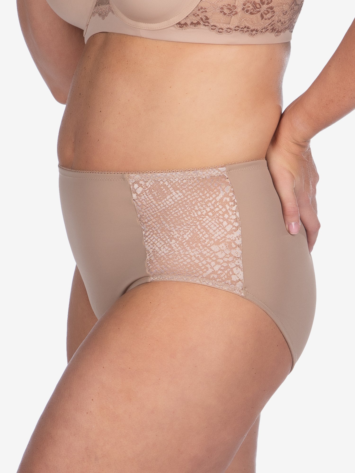 Back view of comfort fresh cooling panties in warm taupe