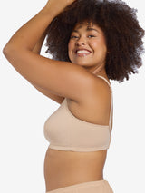 Back view of loving moments microf loving momentsiber comfort bra in sand