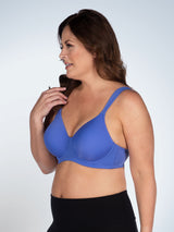 Side view of full coverage underwire padded bra in iris bloom