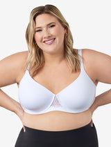 Front view of lace underwire t-shirt bra in white