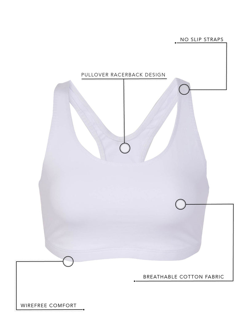 The Serena - Cotton Wirefree Sports Bra - Gray Shadow,36BCD