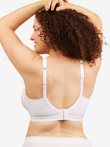 Back view of cotton comfort bra in white