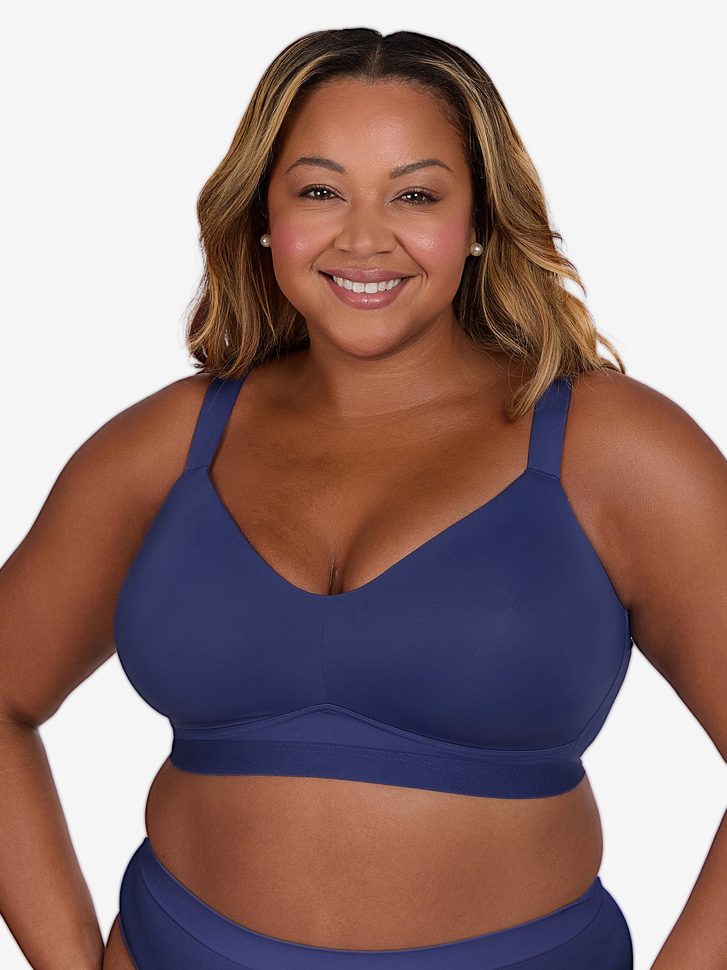 The Aurora - Lightly Lined Microfiber Wireless Bra - Skipper Blue,38A