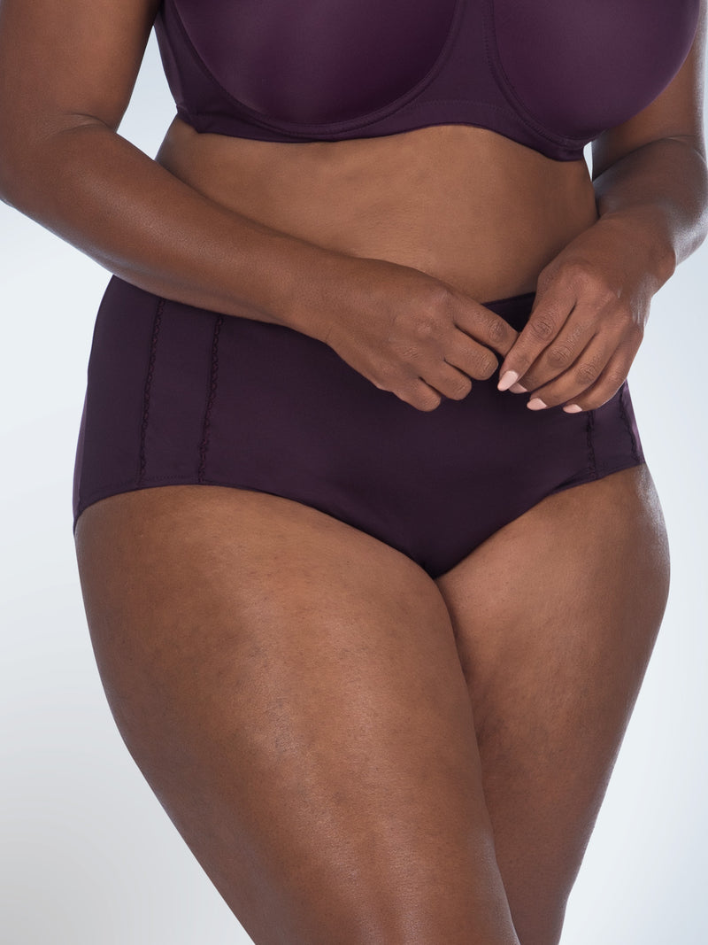 Front view of comfort fresh cooling panties in blackberry wine