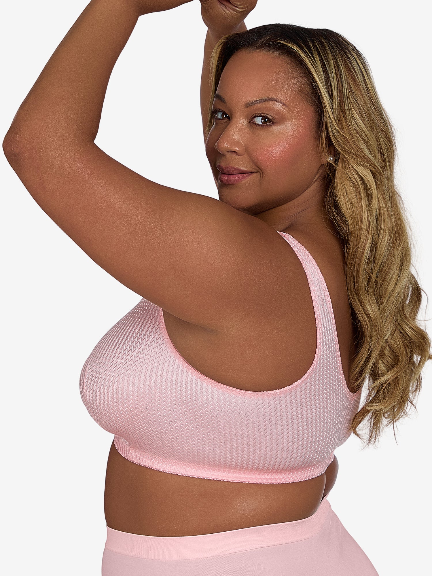 The Marlene - Wireless Silky Front-Closure Comfort Bra - Crystal Pink,36BCD