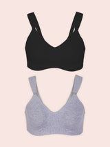 The Vivien - Sport Wireless Nursing Bra 2-Pack - Black & Grey 2PK,36B