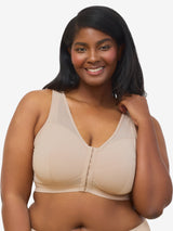 The Harper - Wireless Mesh Front-Closure Bra - Sand,34CDDD