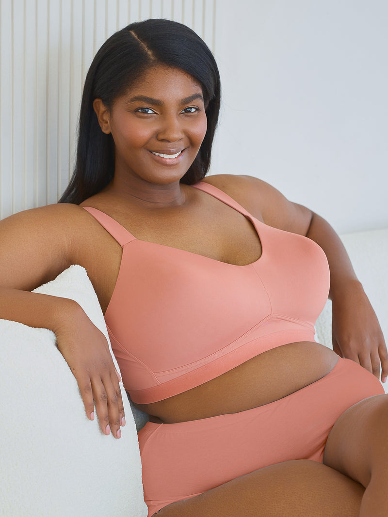 The Aurora - Lightly Lined Microfiber Wireless Bra - Canyon Clay,34D