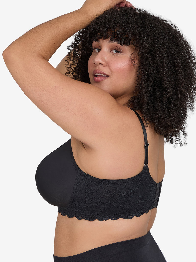 The Zoey – Lace Band Molded Wireless T-Shirt Bra - Black,38A