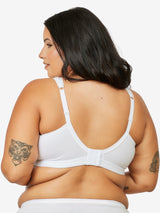 Back view of cotton comfort bra in white