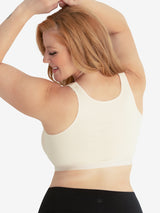 Back view of back smoothing front-closure bra in whisper nude