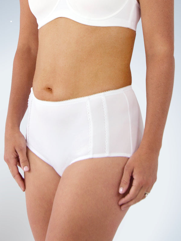 Side view of comfort fresh cooling panties in white