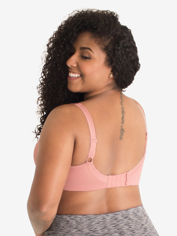 Back view of microfiber lace trim bralette in whisky rose