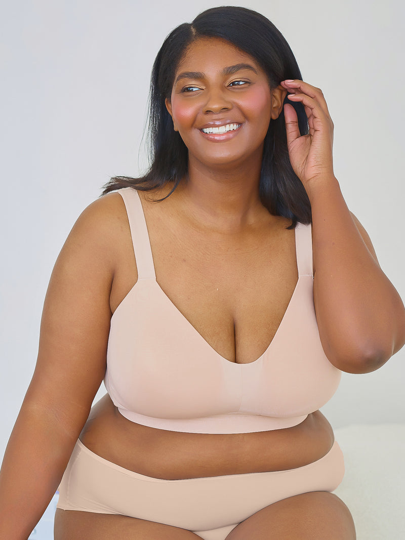 The Aurora - Lightly Lined Microfiber Wireless Bra - Sand,34D