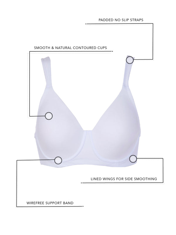 The Brigitte Full Coverage - Padded Wireless T-Shirt Bra - Baltic Blue,38C