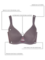 The Brigitte Lace - Underwire T-Shirt Bra - Warm Taupe with Cafe Creme Trim,32D