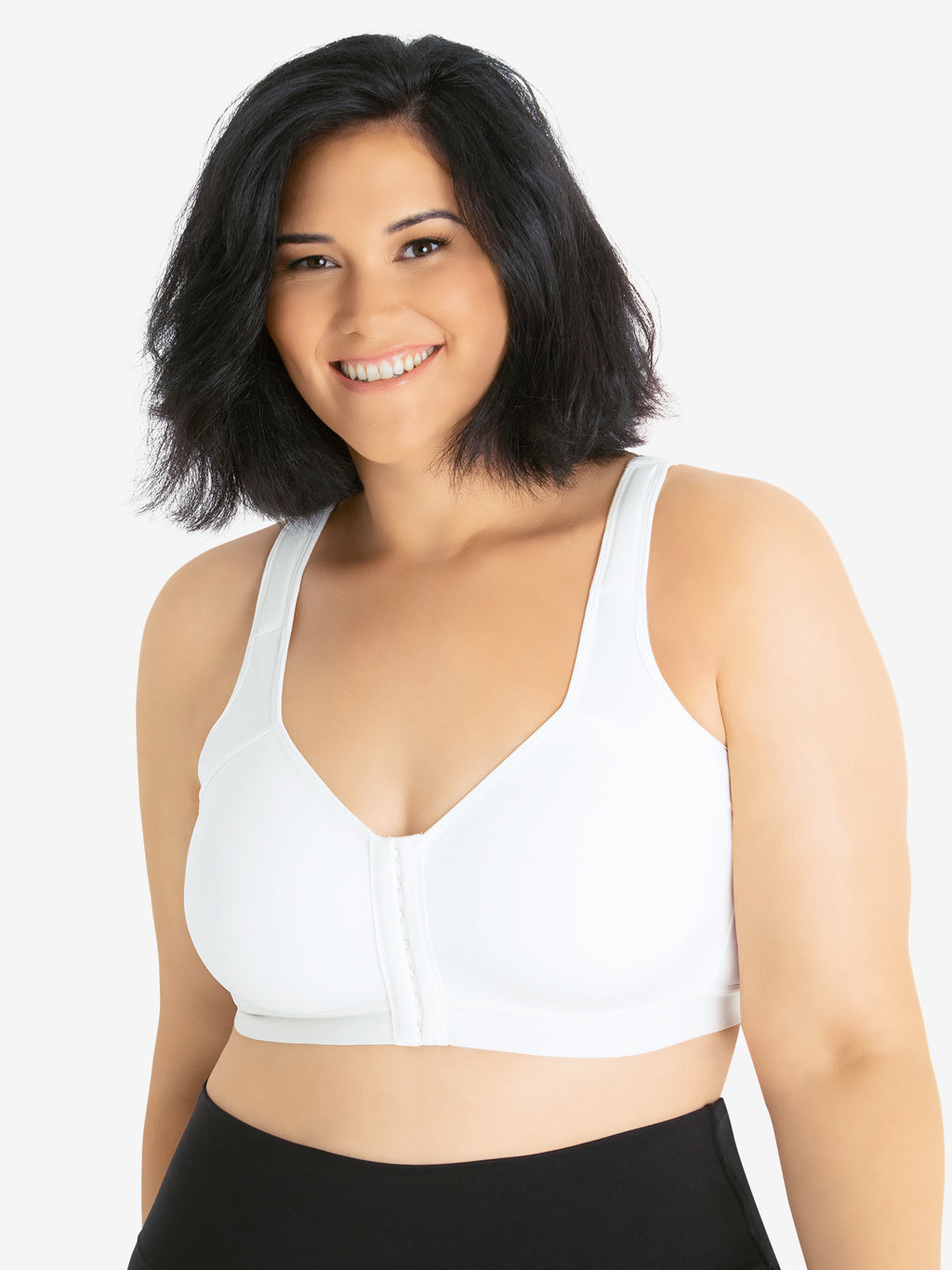LEADING LADY The Lora Front Closure Support Bra. Lace, Back Smoothing Support  Bras for Women. Wireless, Plus Size Black at  Women's Clothing store