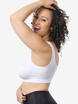 Side view of cooling everyday sports bra in white