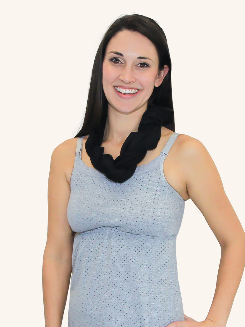 Front view of nursing cover in black