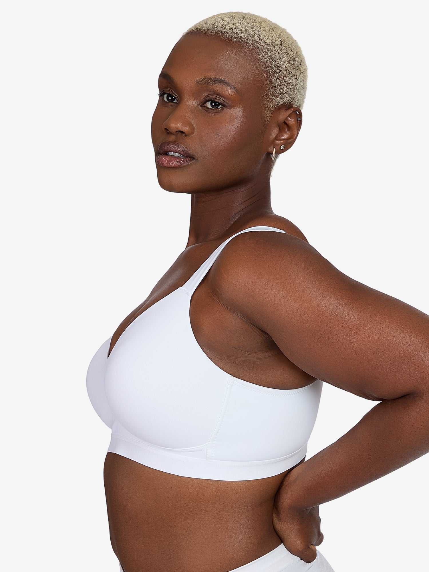 The Aurora - Lightly Lined Microfiber Wireless Bra - White,34D