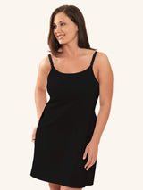 Front view of maternity and nursing tank dress in black