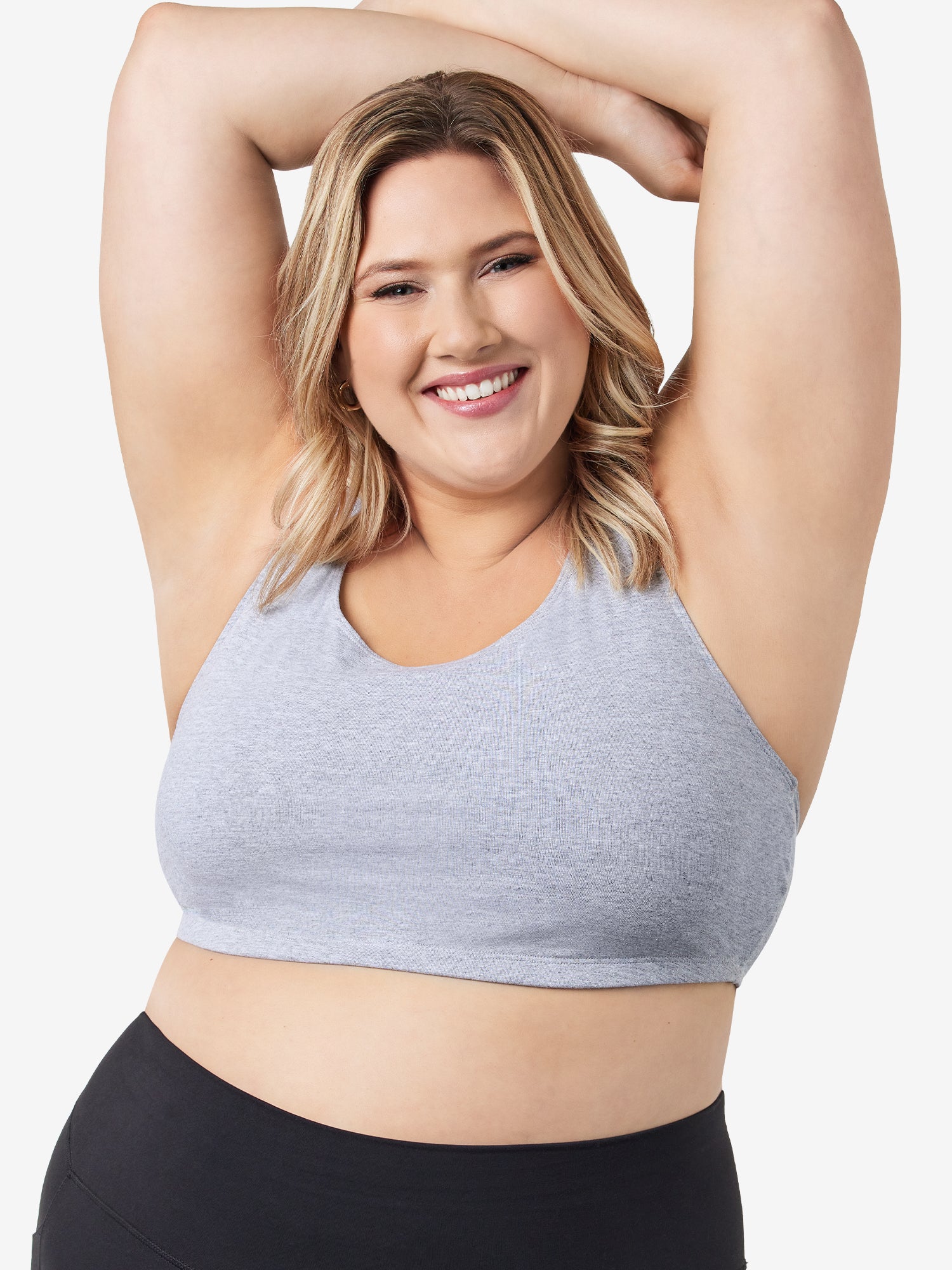 The Serena - Wireless Racerback Cotton Sports Bra 2-Pack - Black & Grey 2PK,38BCD