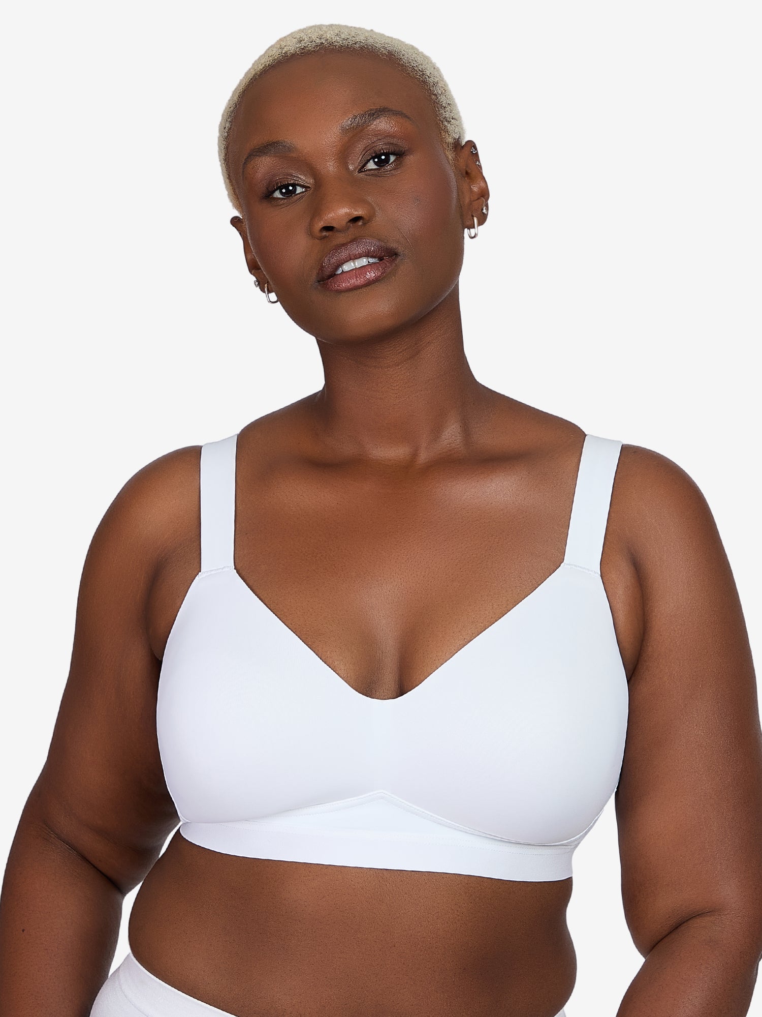 The Aurora - Lightly Lined Microfiber Wireless Bra - White,34D