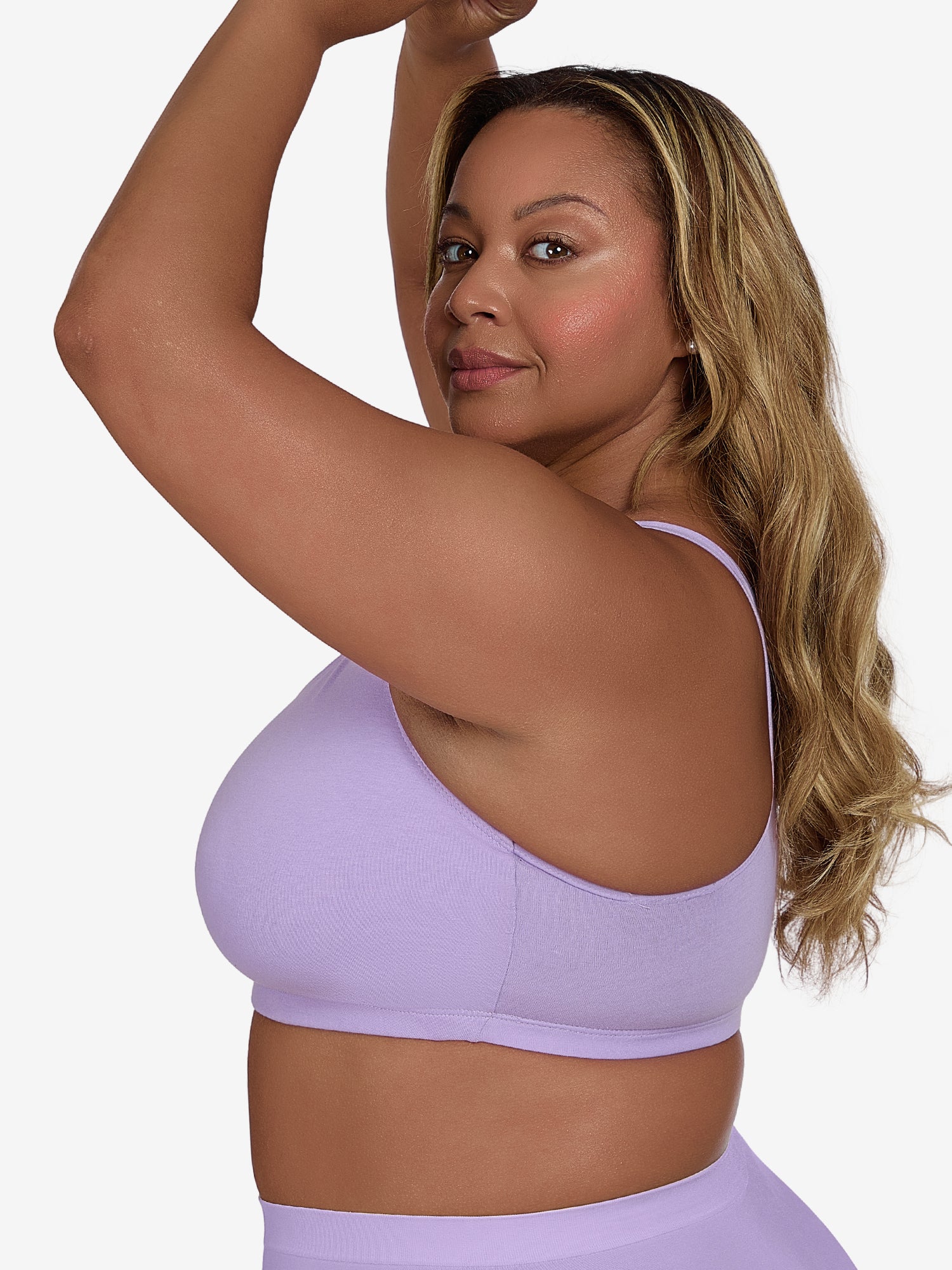 The Serena - Wireless Racerback Cotton Sports Bra - Lilac Breeze,38BCD
