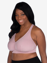 Side view of wirefree bralette in whisky rose