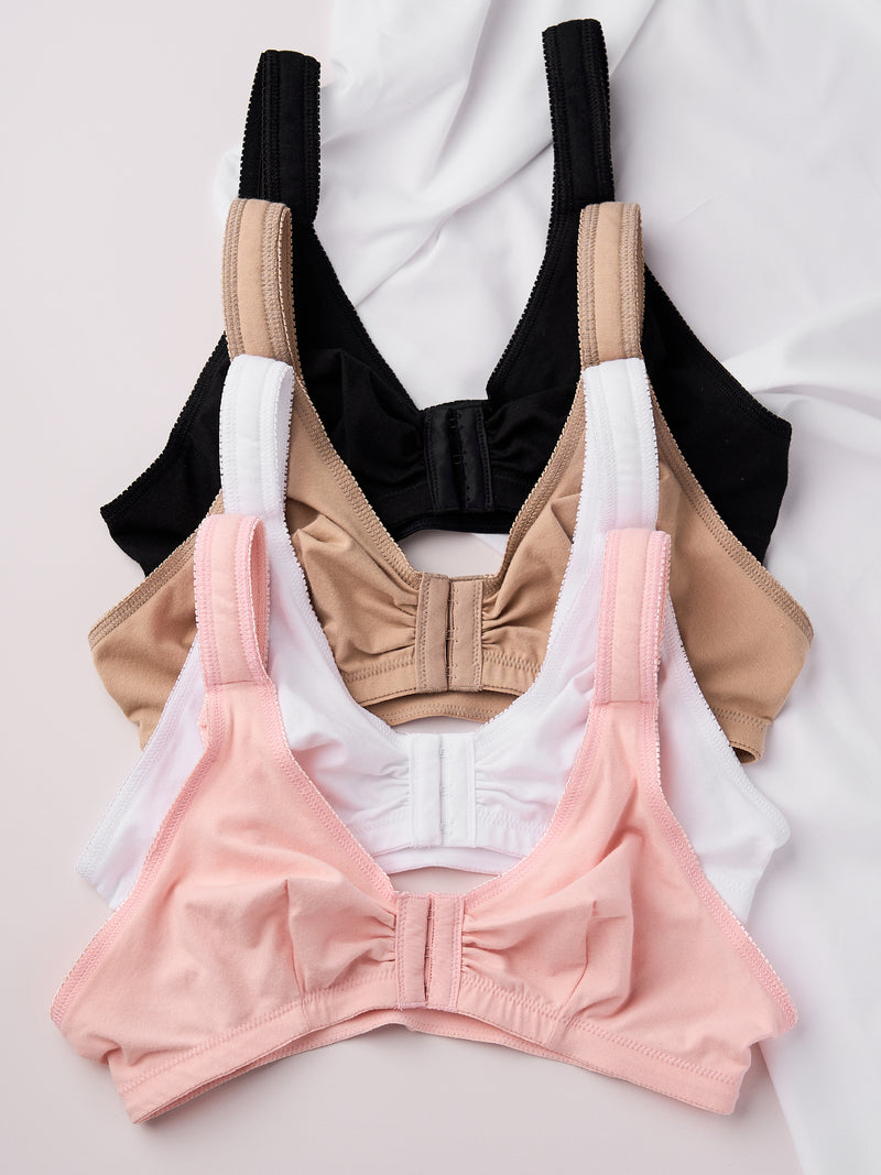 The Meryl - Cotton Front-Closure Comfort & Sleep Bra - Pink,34FGH