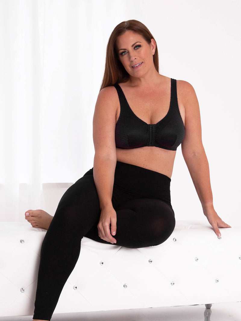 The Marlene - Silky Front-Closure Comfort Bra - Black,36BCD
