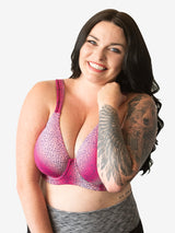 Front view of full coverage wirefree padded bra in pebble animal print