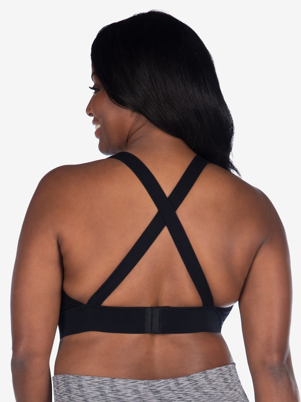 Back view of wirefree bralette in black