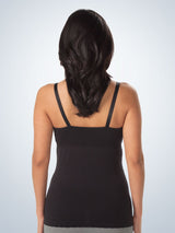 Maternity To Nursing Seamless Cotton Cami 2-Pack - Jet Black & Black Grey Stripe 2PK,S