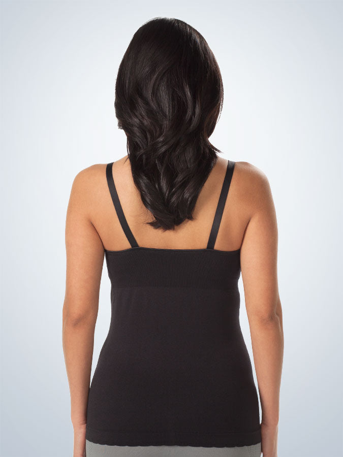 Maternity To Nursing Seamless Cotton Cami 2-Pack - Jet Black & Black Grey Stripe 2PK,S